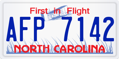 NC license plate AFP7142