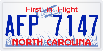 NC license plate AFP7147