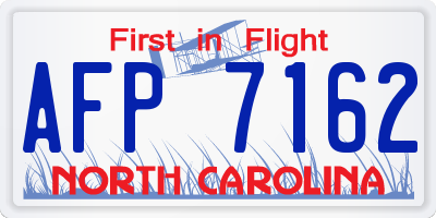 NC license plate AFP7162