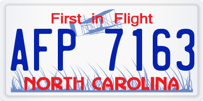 NC license plate AFP7163
