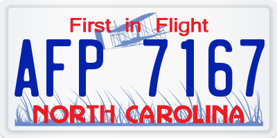 NC license plate AFP7167
