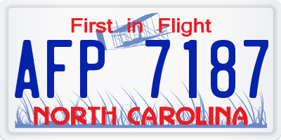NC license plate AFP7187