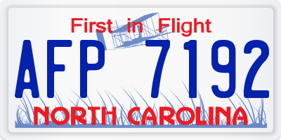 NC license plate AFP7192