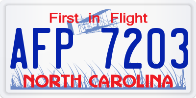 NC license plate AFP7203