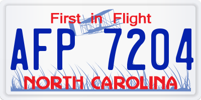 NC license plate AFP7204