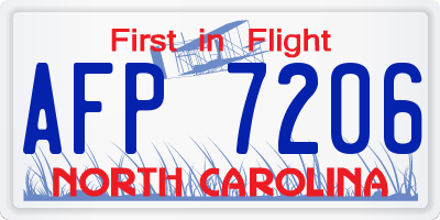 NC license plate AFP7206