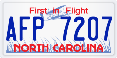 NC license plate AFP7207