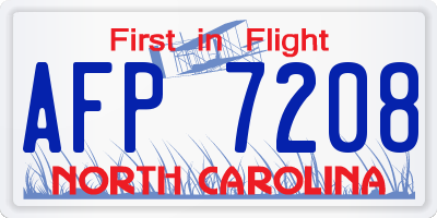 NC license plate AFP7208