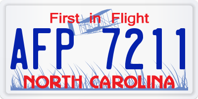 NC license plate AFP7211