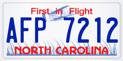 NC license plate AFP7212