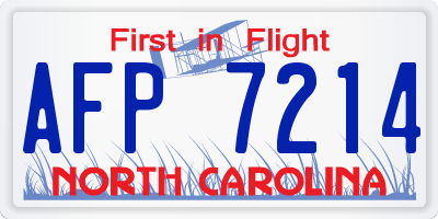 NC license plate AFP7214