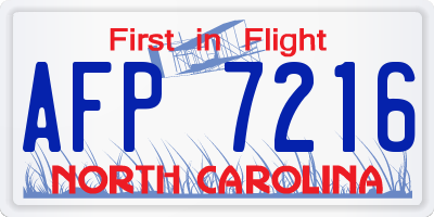 NC license plate AFP7216