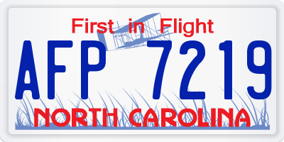 NC license plate AFP7219