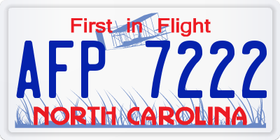 NC license plate AFP7222