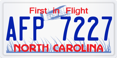 NC license plate AFP7227