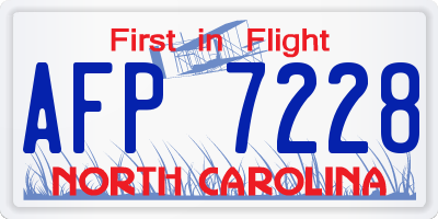 NC license plate AFP7228