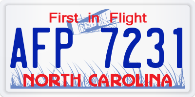 NC license plate AFP7231