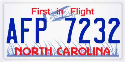 NC license plate AFP7232