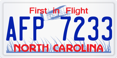 NC license plate AFP7233