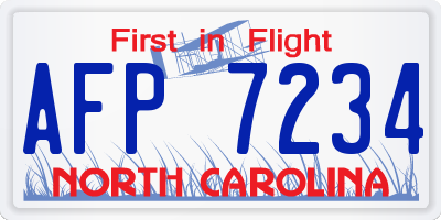 NC license plate AFP7234