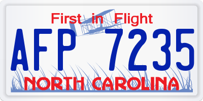 NC license plate AFP7235