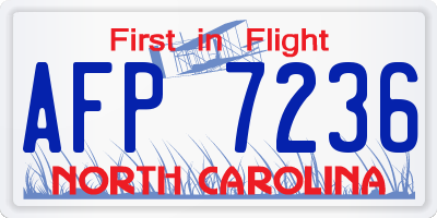 NC license plate AFP7236