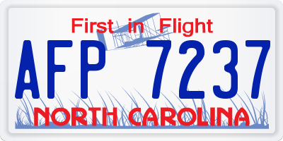 NC license plate AFP7237