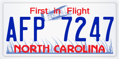 NC license plate AFP7247