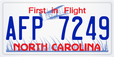 NC license plate AFP7249