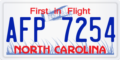 NC license plate AFP7254