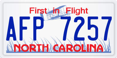 NC license plate AFP7257