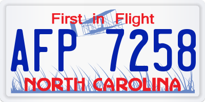 NC license plate AFP7258