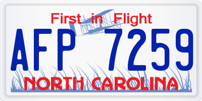 NC license plate AFP7259