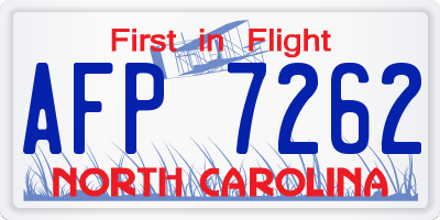 NC license plate AFP7262