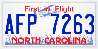 NC license plate AFP7263