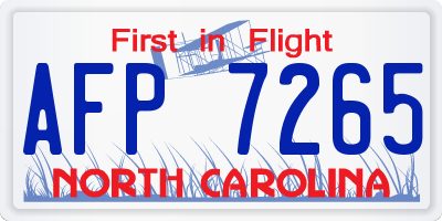 NC license plate AFP7265