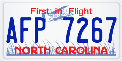 NC license plate AFP7267