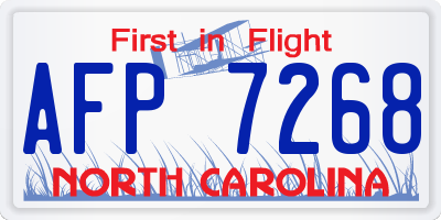 NC license plate AFP7268