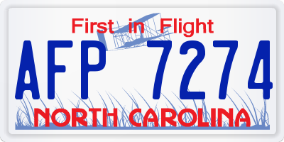NC license plate AFP7274
