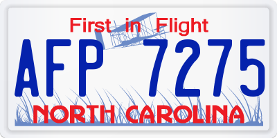 NC license plate AFP7275