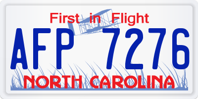 NC license plate AFP7276