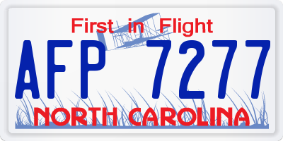 NC license plate AFP7277