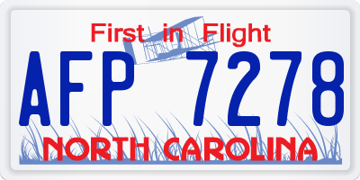 NC license plate AFP7278