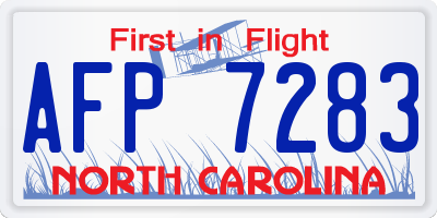NC license plate AFP7283