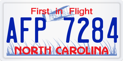 NC license plate AFP7284