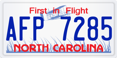 NC license plate AFP7285