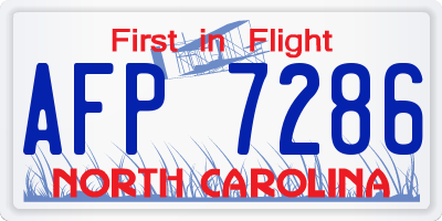 NC license plate AFP7286