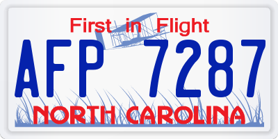 NC license plate AFP7287