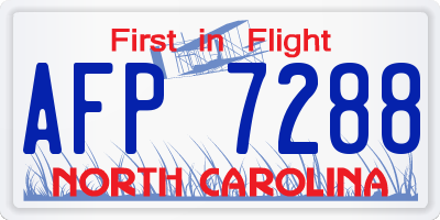 NC license plate AFP7288