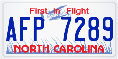 NC license plate AFP7289